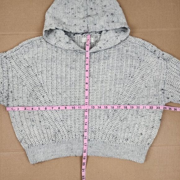 Lucky Brand Hooded Sweater Grey Knit Crop Size M - Picture 7 of 13